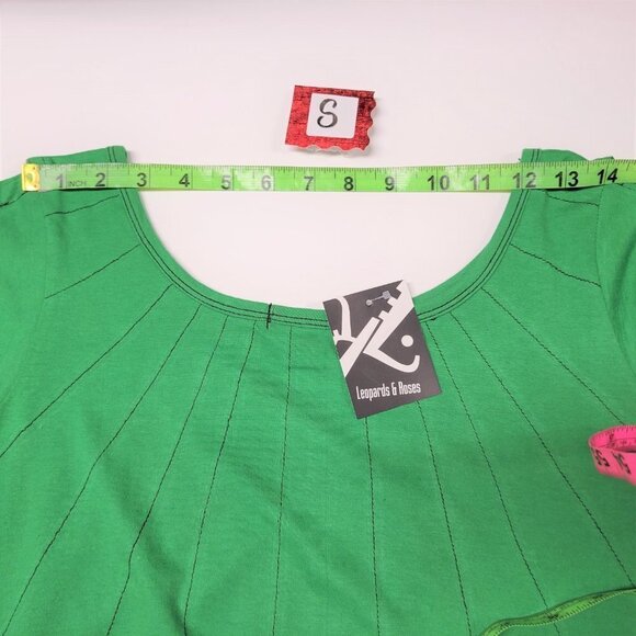 LEOPARDS And Roses Green Long Sleeved Cotton Blouse Top Size S - Picture 14 of 14